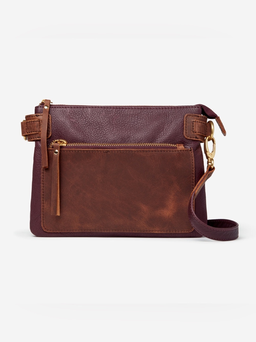 Osgoode Marley Lillian Small Zip Top Crossbody Purse Bag Brown Chesnut Leather